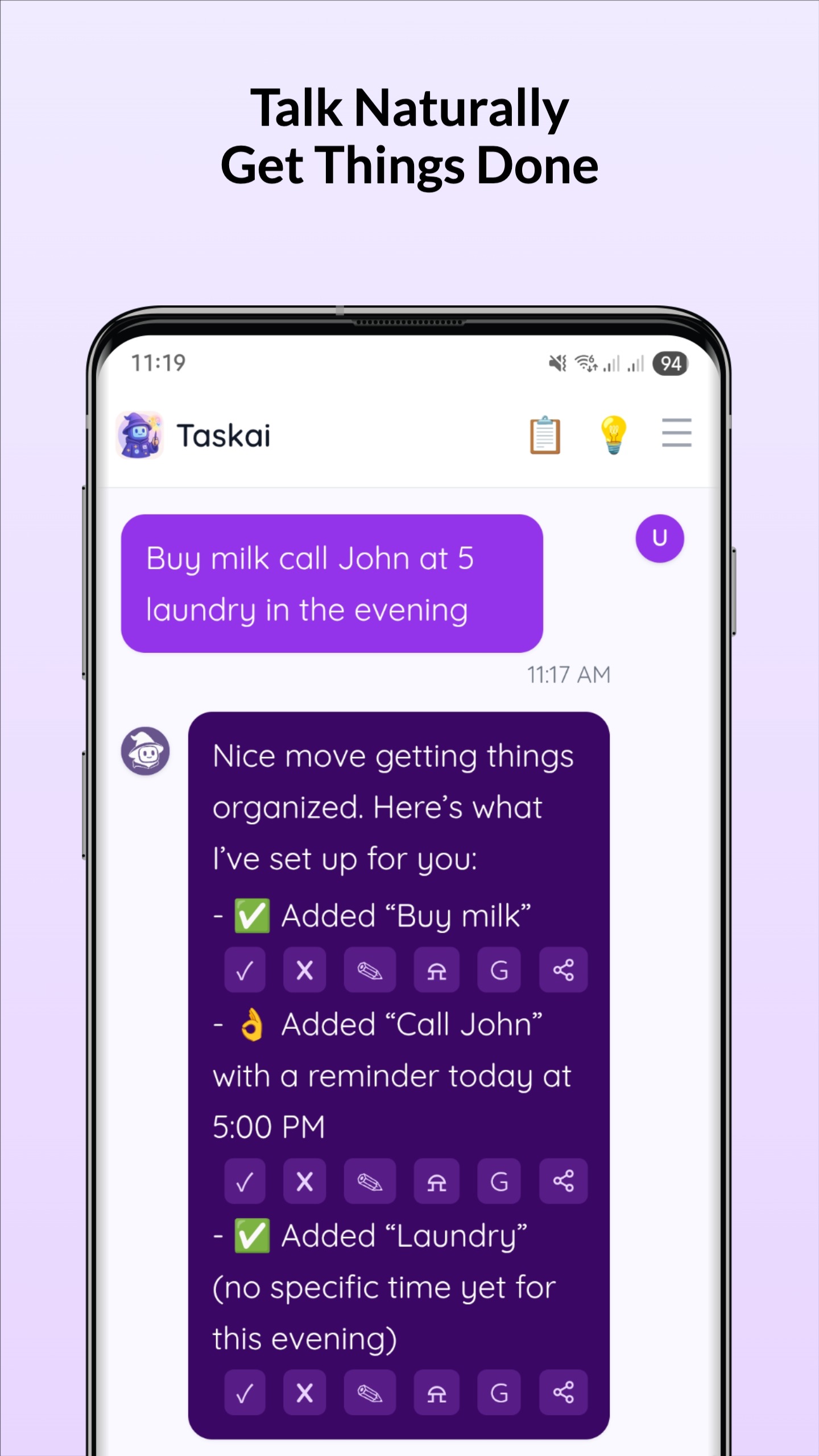 Taskai App Screenshot - Talk Naturally, Get Things Done